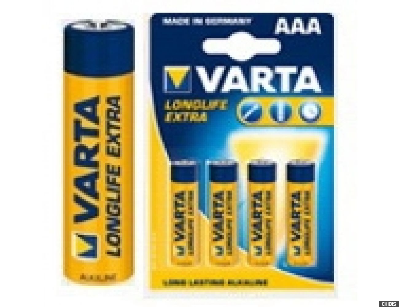 Батарейка Varta AAA Longlife Extra (LR03, 1.5V, Alkaline Щелочная) 04103101412  1/4 шт.