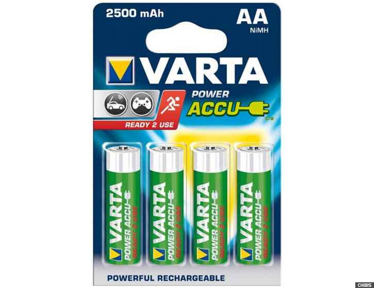 Аккумуляторные батарейки АА Varta AA 2500 mAh Power (HR6 Ni-MH) 4/4 шт. 56776101404