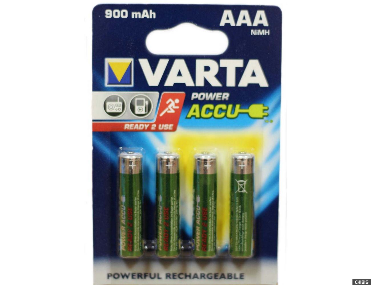Аккумуляторные батарейки ААА Varta 900 mAh Power HR03, 1.2V, Ni-Mh 1/4 шт 56713101404
