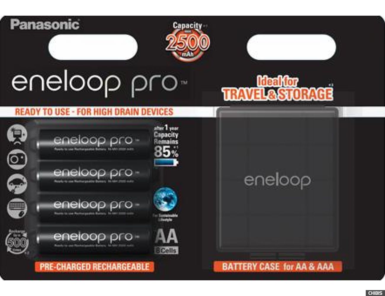 Аккумулятор Panasonic AA 2500 mAh Ni-MH Eneloop Pro BK-3HCDEC4BE + Case 4/4 шт
