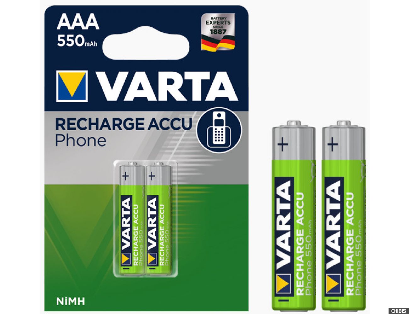 Аккумуляторные батарейки ААА для радиотелефона Varta 550 mAh Phone 2/2 шт. 58397101402