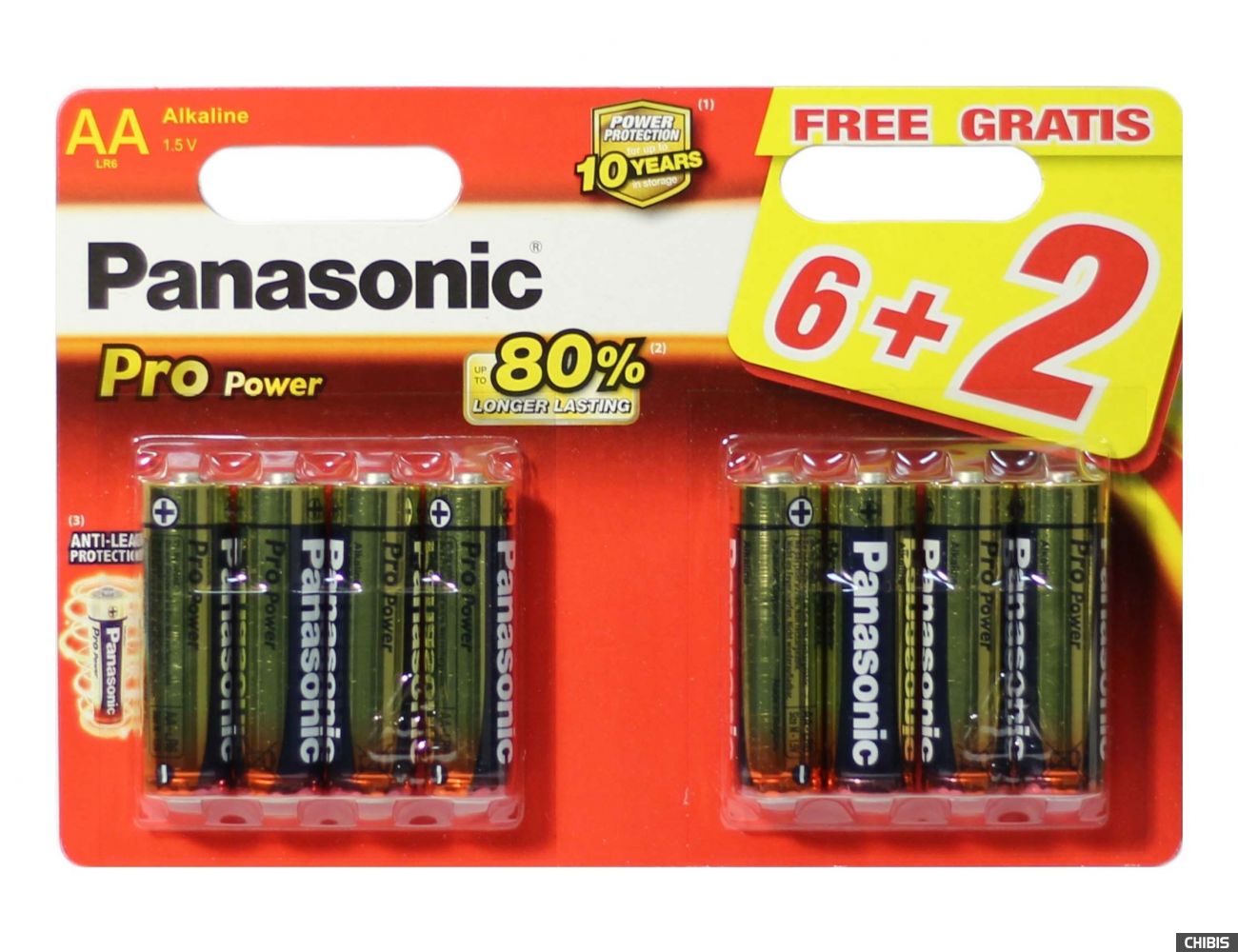 Батарейка АА Panasonic Pro Power Alkaline 1.5V LR6XEG/8B2F 6+2 бесплатно