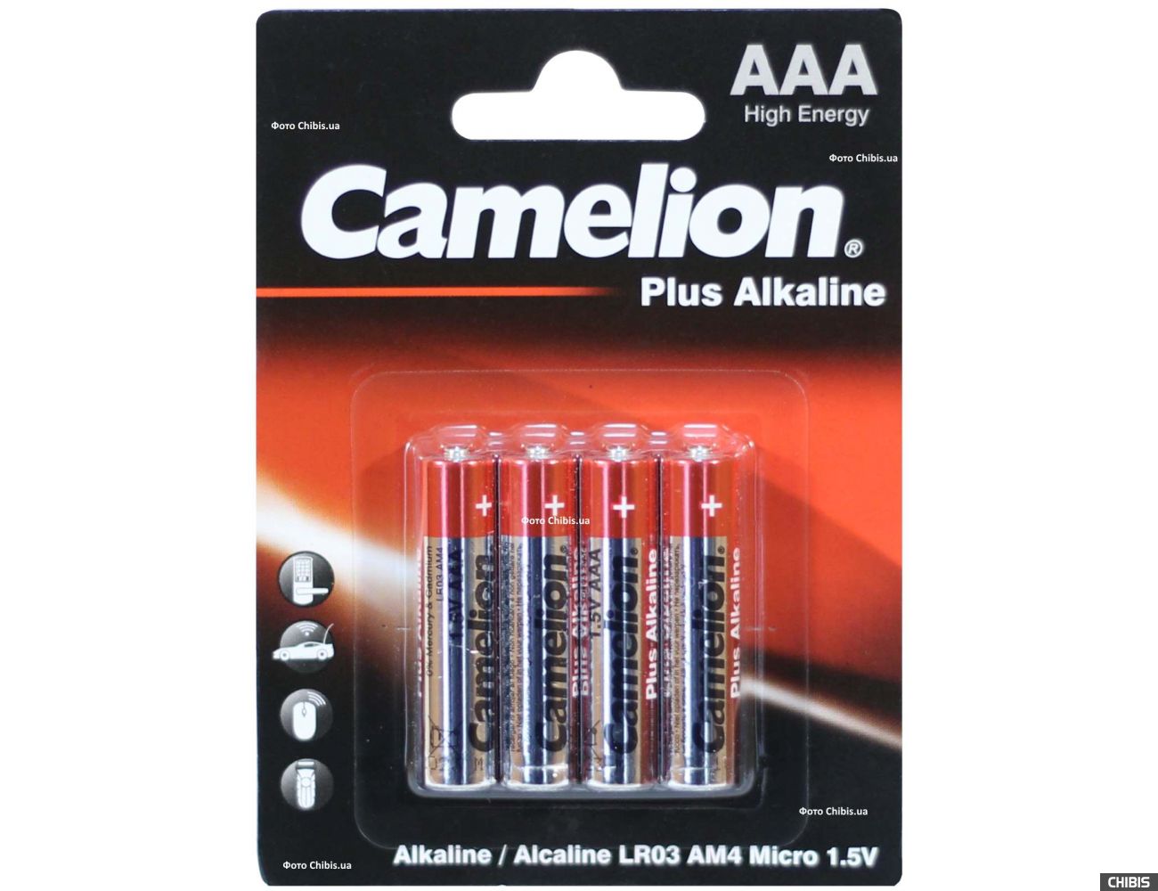 Батарейка AAA LR03 Camelion Plus Alkaline 1.5V блистер 1/4 шт.