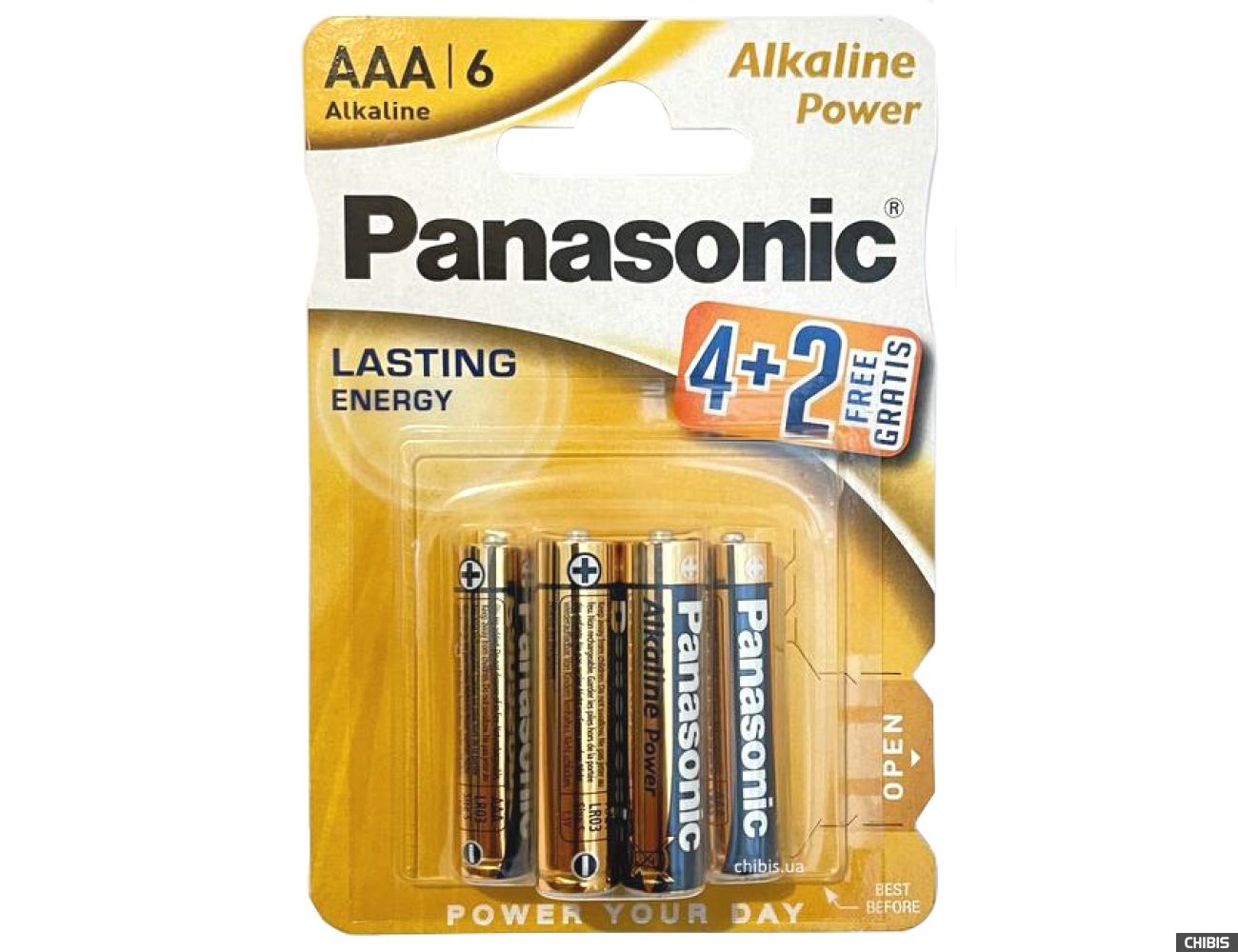 Батарейка Panasonic Alkaline Power LR03 1.5V блистер 6 шт. LR03REB/6B2F