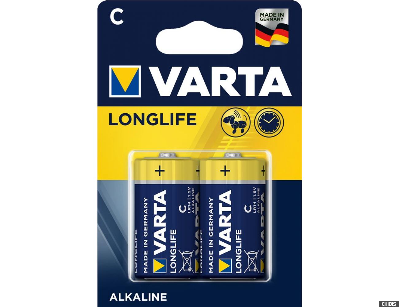 Батарейка Varta C Longlife LR14 Alkaline 04114101412 блистер 2 шт
