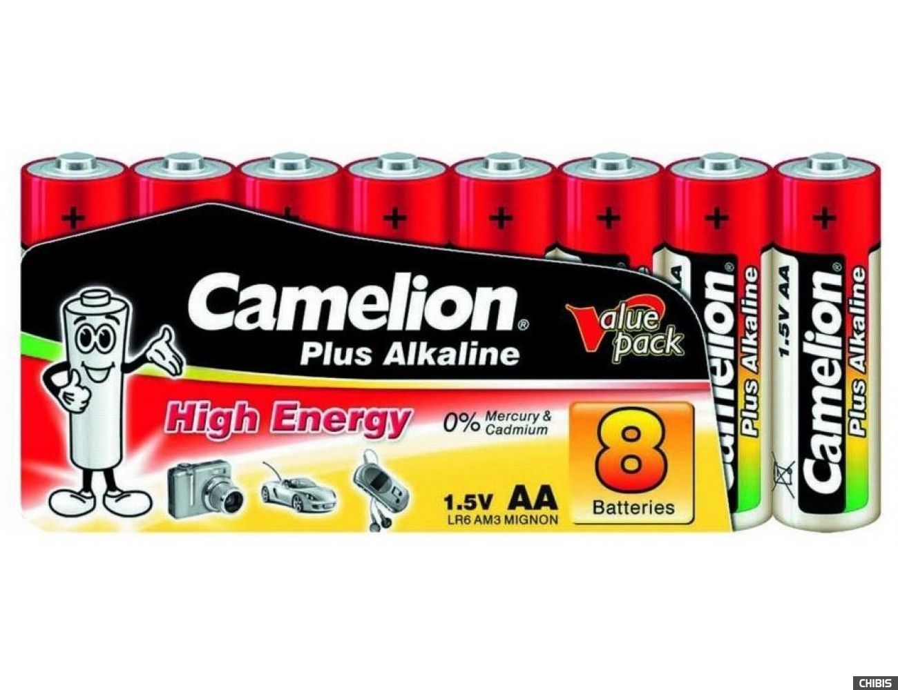 Батарейка АА Camelion Plus Alkaline 1.5V пленка 1/8 шт.