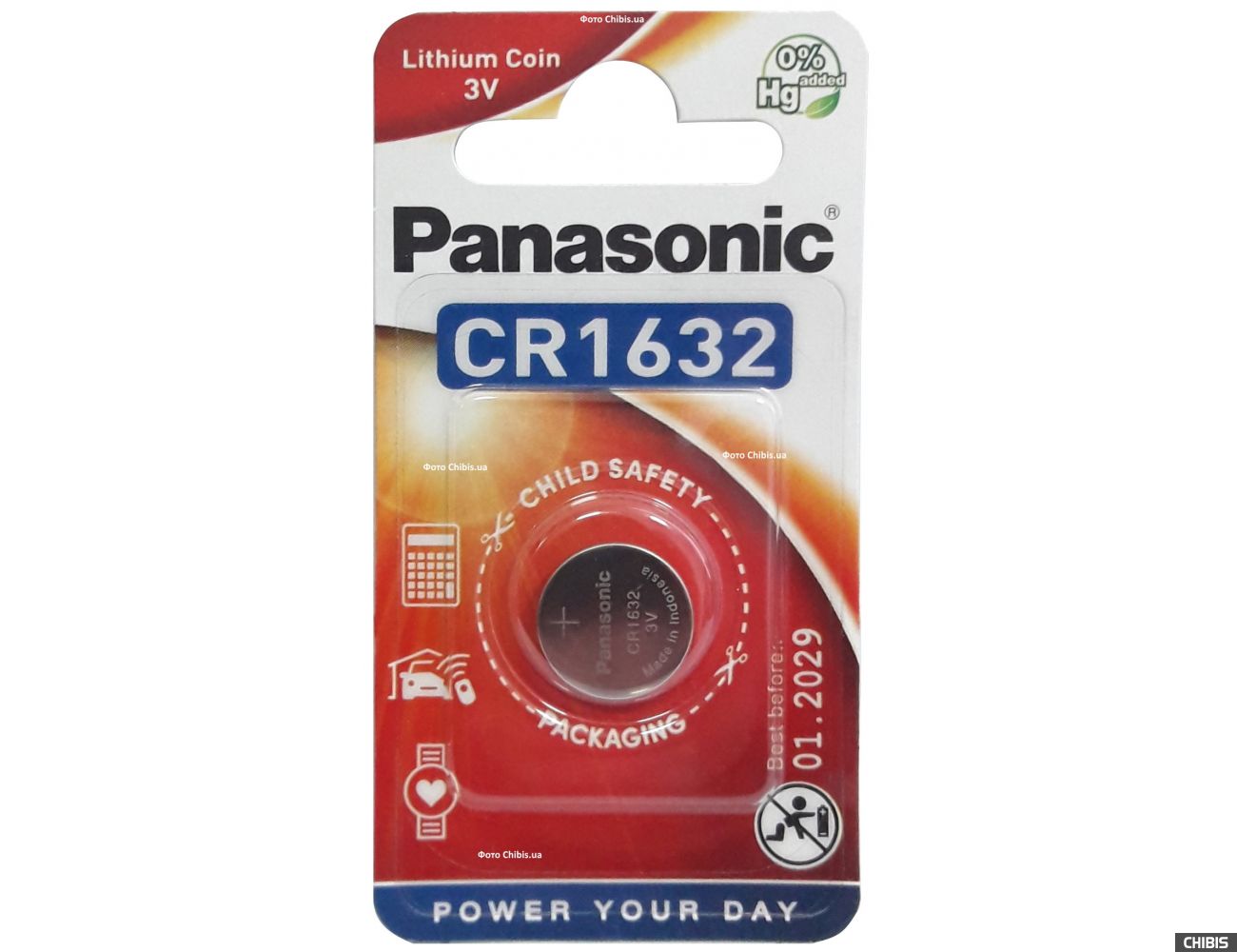 Батарейка CR 1632 Panasonic 3V Литиевая
