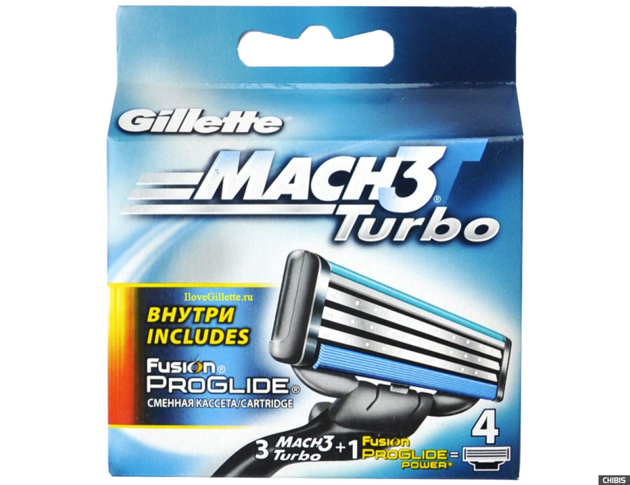 Gillette Mach3 Turbo лезвия для бритвы 3 шт + Fusion ProGlide Power 1 шт 3014260331306
