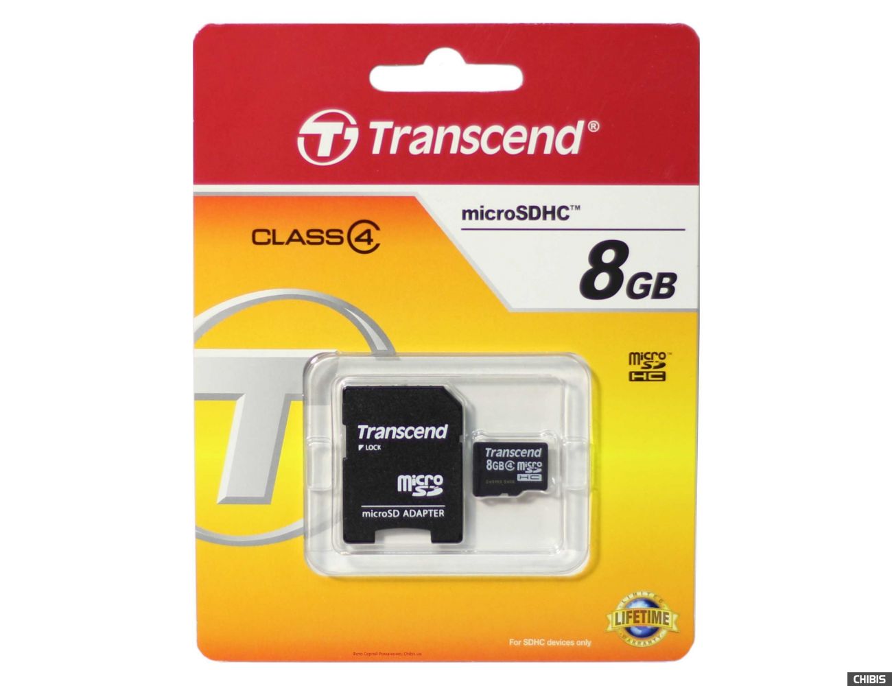 Карта памяти Transcend MicroSDHC 8Gb (Class 4) + SD adapter 