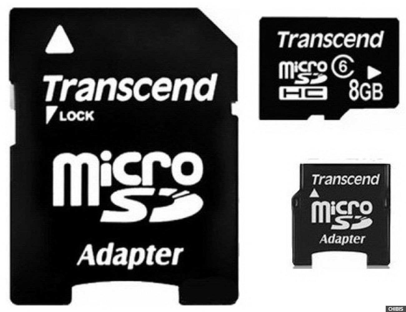 Карта памяти Transcend MicroSDHC 8Gb (Class 6) + 2 adapters
