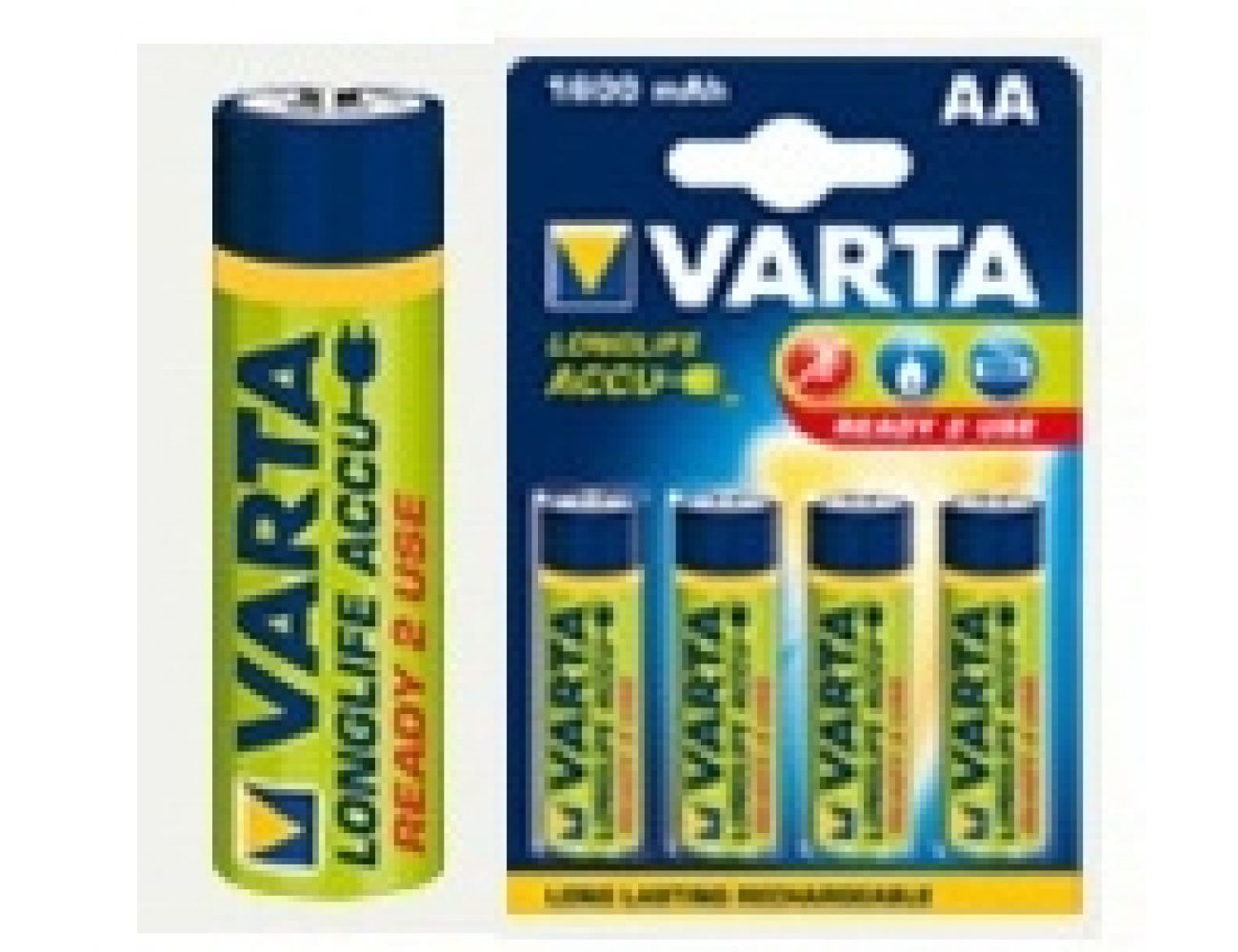 Аккумуляторные батарейки АА Varta 1600 mAh LongLife R2U (HR6 Ni-MH) 1/4 шт.