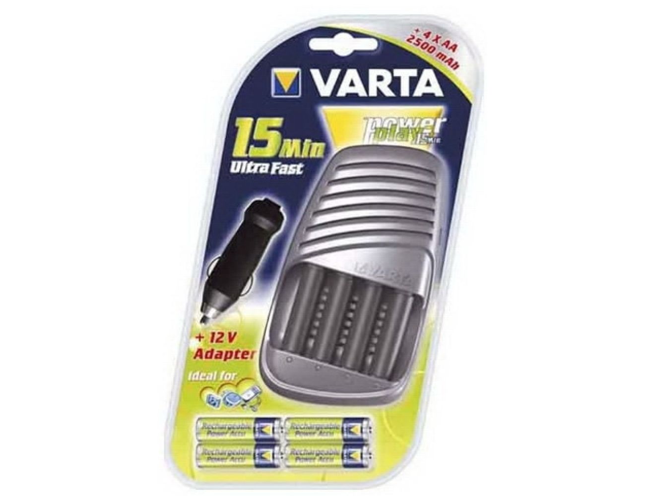 Зарядное устройство Varta Power Play 15 Min Ultra Fast + 4 - 2500AA + авто адаптер (57075201441)