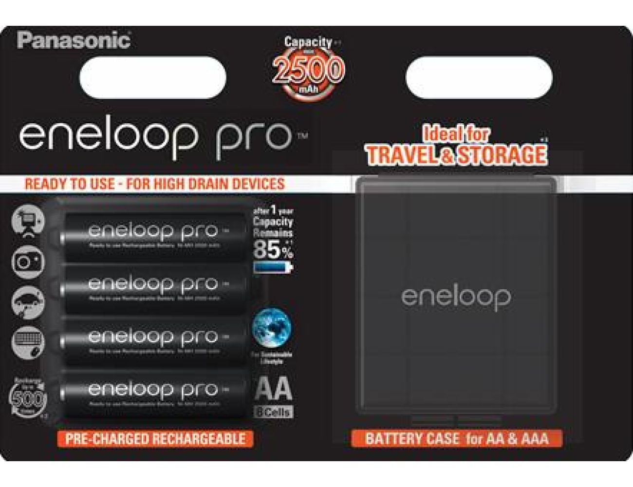 Аккумулятор Panasonic AA 2500 mAh Ni-MH Eneloop Pro BK-3HCDEC4BE + Case 4/4 шт