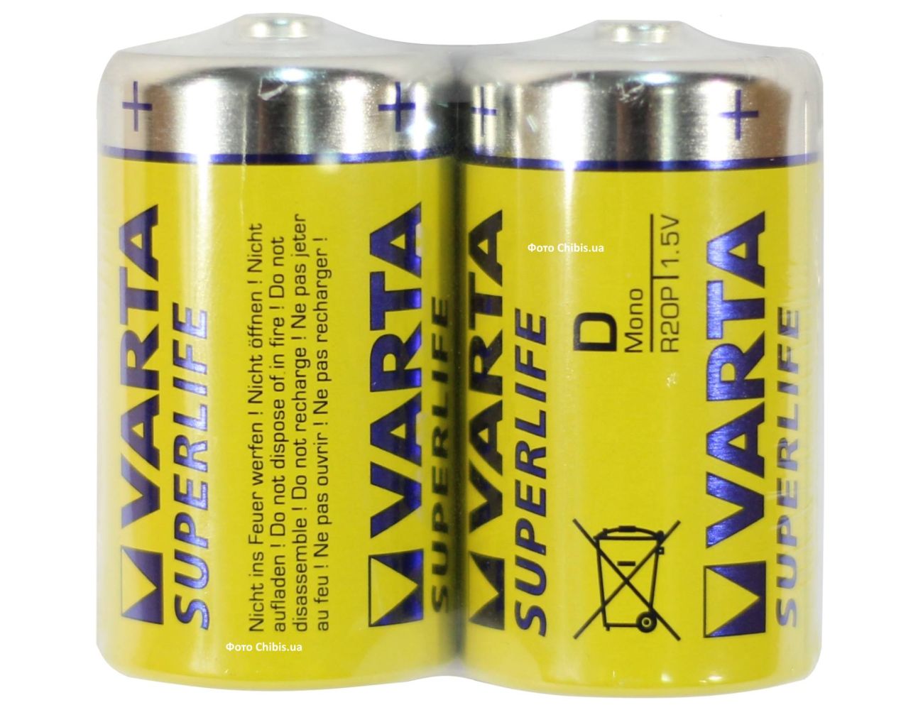 Батарейка R20 1.5V Varta Superlife пленка 2/2 шт.