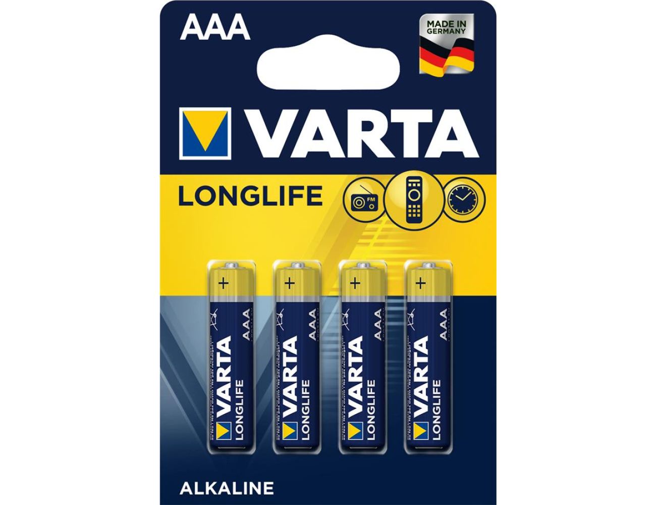 Батарейка ААА Varta Longlife LR03 1.5V Alkaline блистер 4 шт.