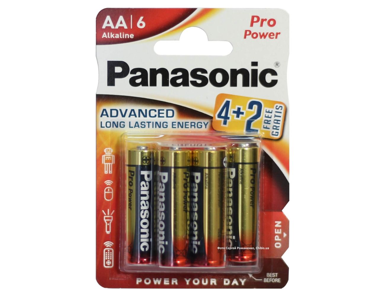 Батарейка Panasonic AA Pro Power Alkaline 1.5V LR6PPG/6BP 4-2F блистер 6 шт (4+2)