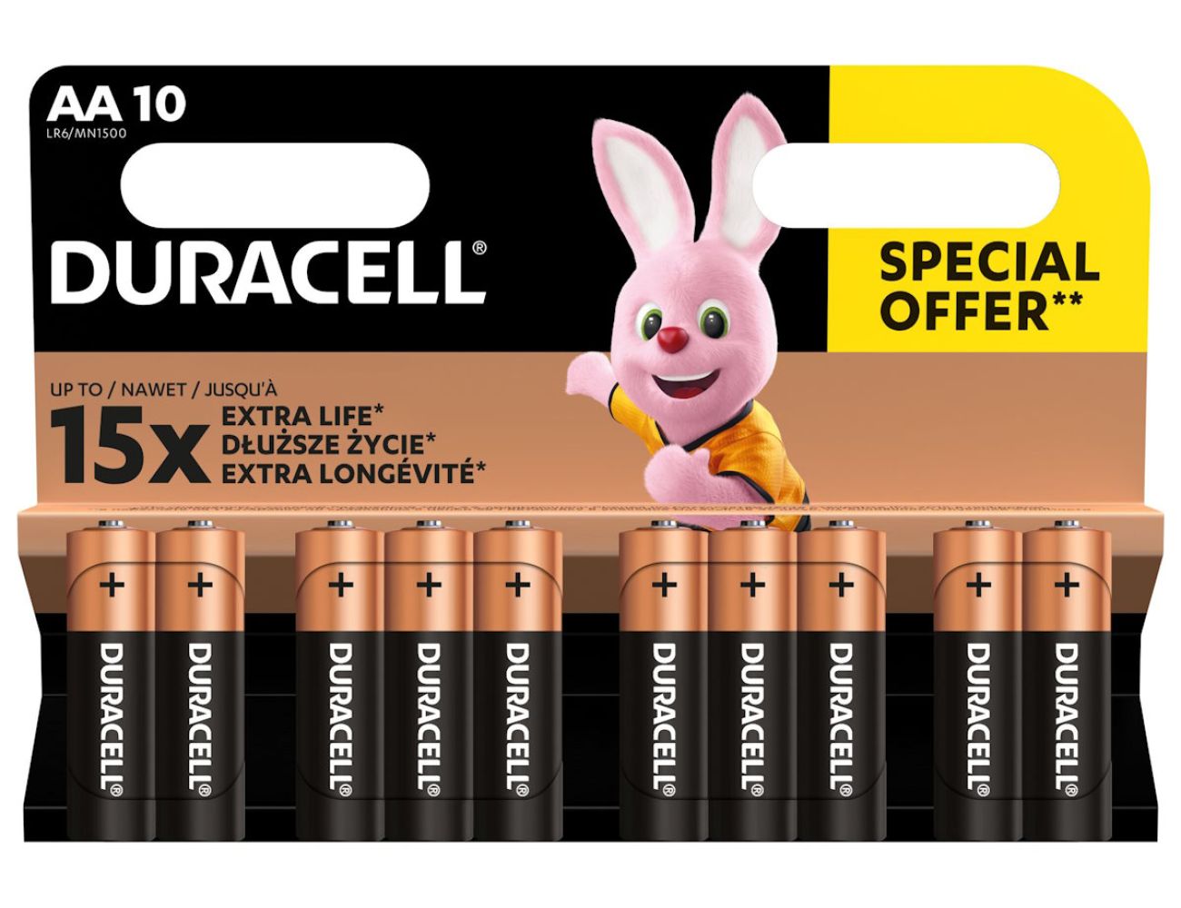 Батарейка LR06 Duracell MN1500 1.5V alkaline 10 шт 5000394152496