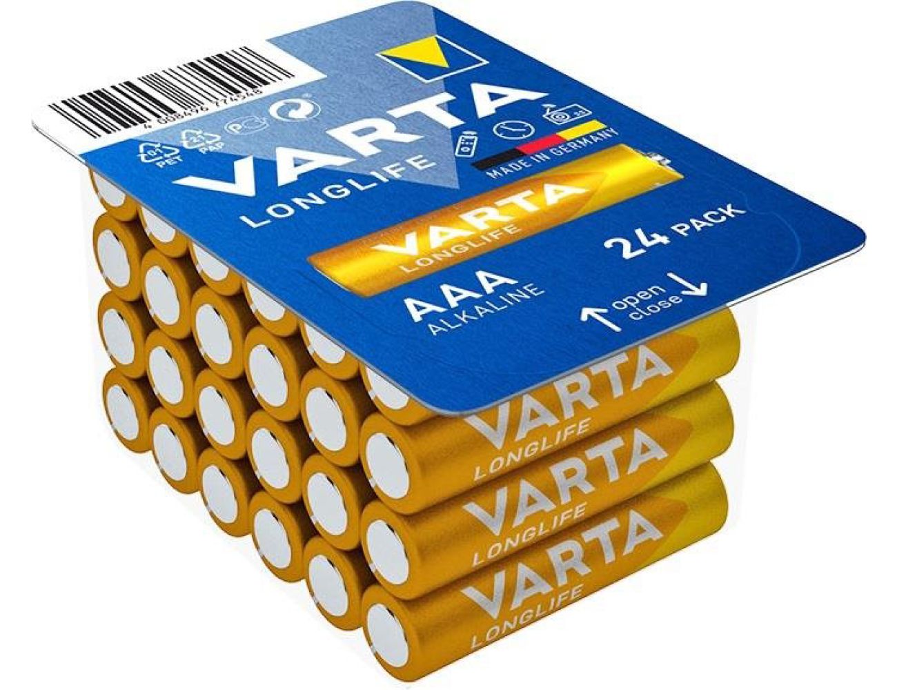 Батарейка ААА Varta Longlife LR03 1.5V Alkaline блистер 24 шт. 04103301124