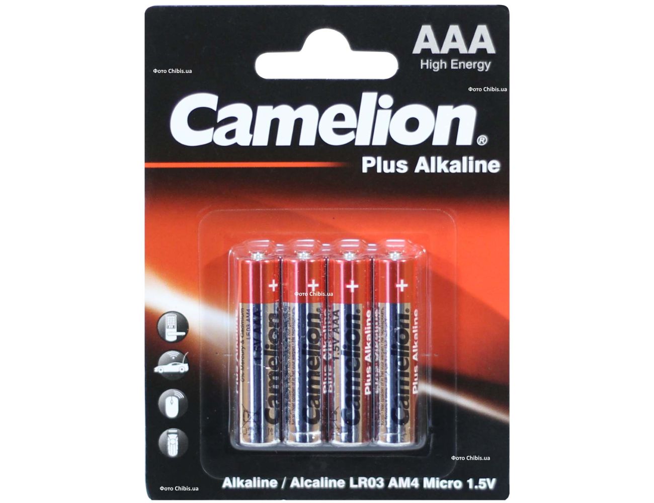 Батарейка AAA LR03 Camelion Plus Alkaline 1.5V блистер 1/4 шт.