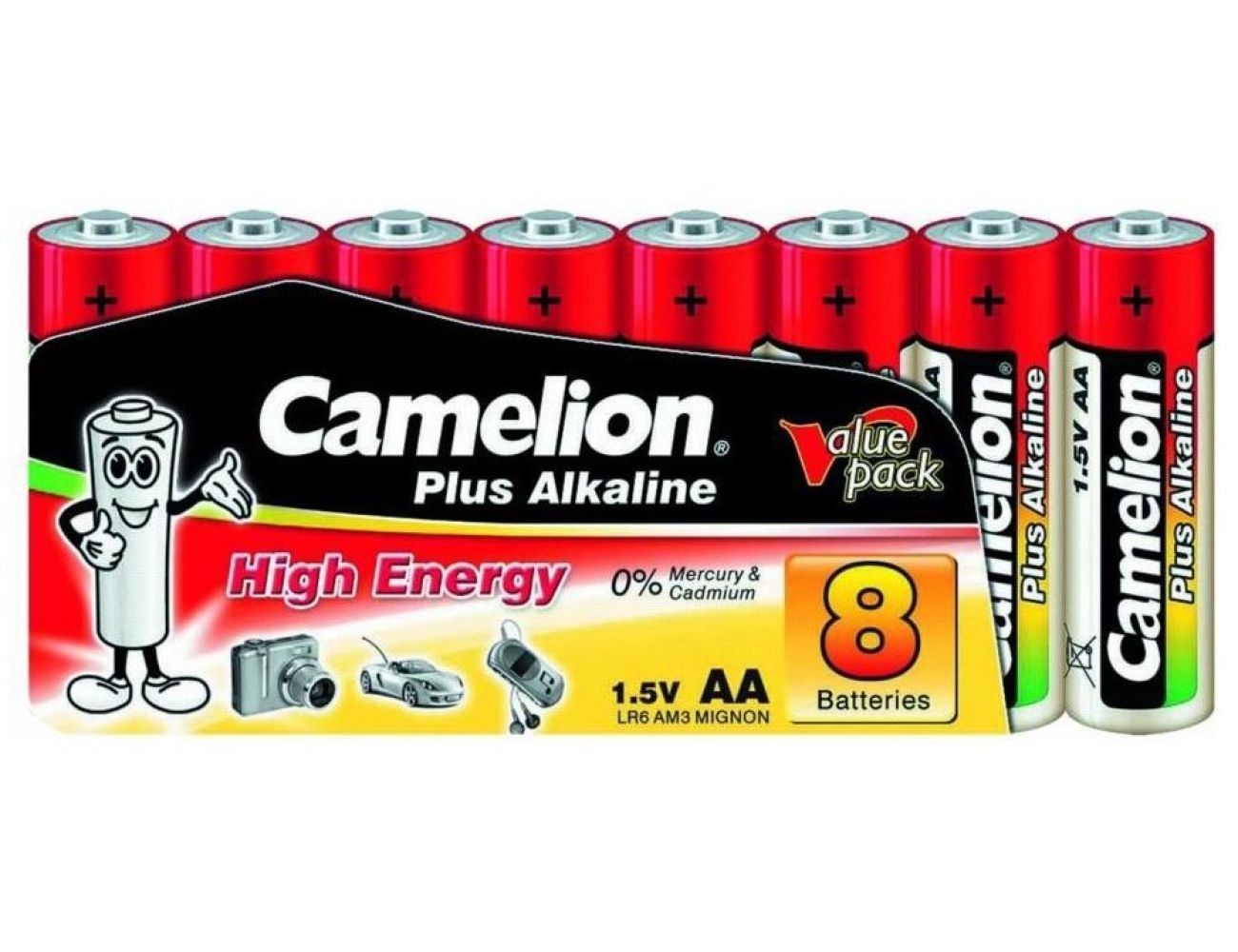 Батарейка АА Camelion Plus Alkaline 1.5V пленка 1/8 шт.