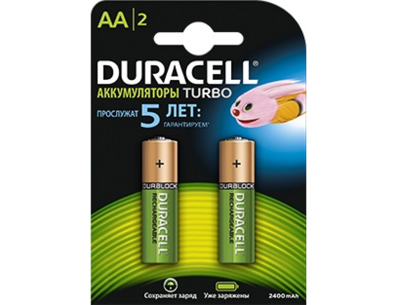 Аккумуляторные батарейки АА Duracell 2400 mAh Turbo HR6, Ni-Mh, 1.2V 2/2 шт. 5000394057128