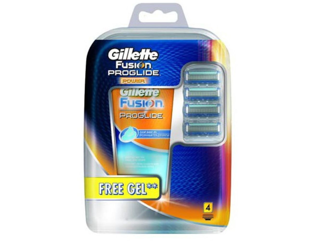 Gillette Fusion ProGlide Power лезвия для бритвы 4 шт.+ подарок гель д/б 175мл 7702018346264