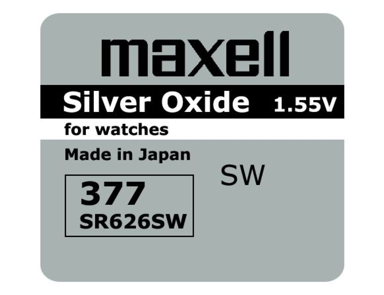 Батарейка SR626SW Maxell 1.55V Silver oxide 1 шт.
