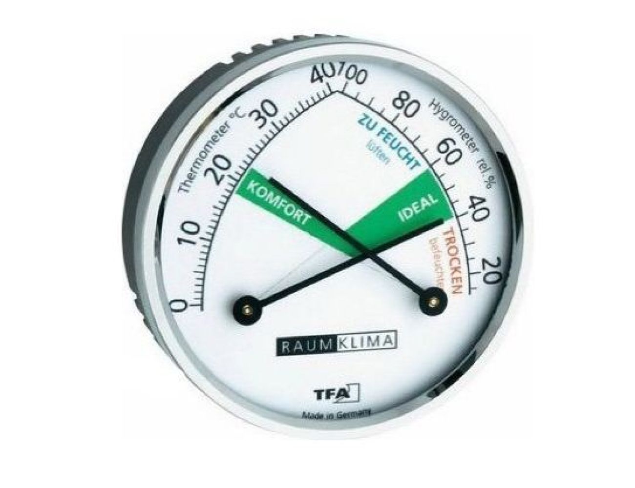 Термогигрометр TFA (452024), цветная шкала, d=70 мм