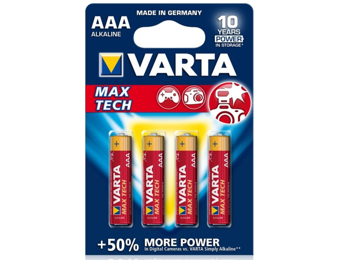Батарейка Varta AAA MAX TECH (LR03, 1.5V, Alkaline Щелочная)