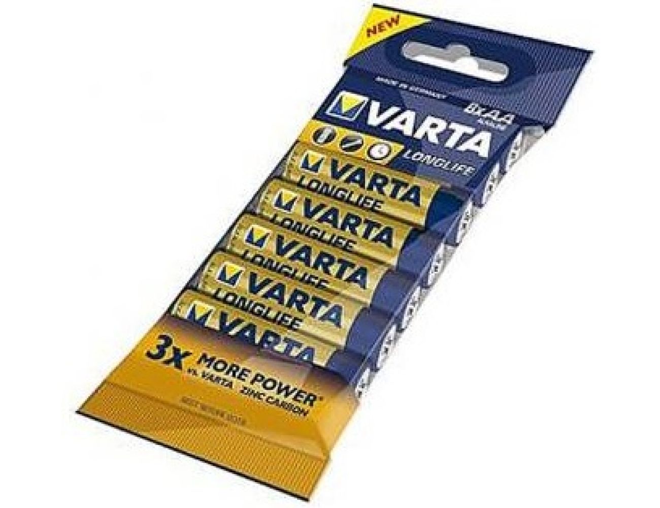 Батарейка Varta AA Longlife Extra LR06, 1.5V, Alkaline  Щелочная 8/8 пленка 04106101328