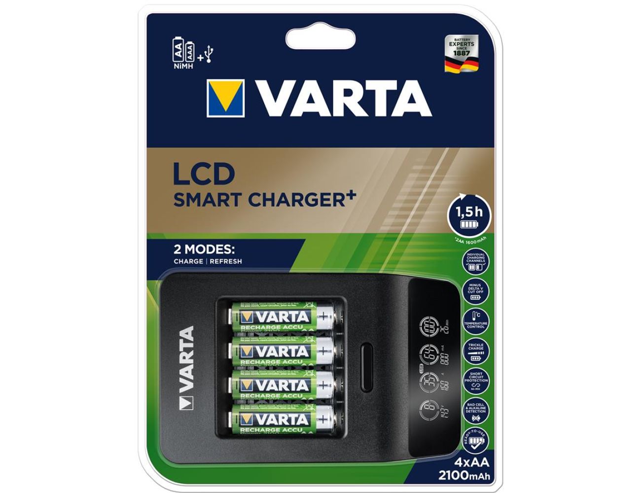 Зарядное устройство АА ААА LCD Smart Plus CHARGER + 4 AA 2100 mAh 57684101441
