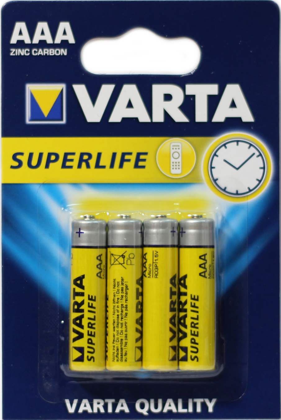 Батарейки АAА Varta Superlife Zinc-Carbon R03 1.5V - 4 шт. в блистере