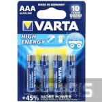 Батарейка LR03 Varta High Energy 1.5V Alkaline блистер 4/4 шт.