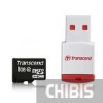 Карта памяти Transcend MicroSDHC 8GB (Class 10) + CardReader