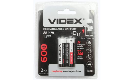 Аккумуляторы AA 600 mAh Videx Ni-Mh блистер 2 шт