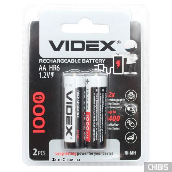 Аккумуляторы АА 1000 mAh Videx Ni-Mh блистер 2 шт