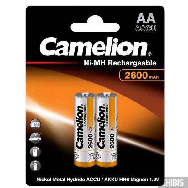 Аккумуляторные батарейки АА Camelion 2600 mAh Ni-MH 2 блистер