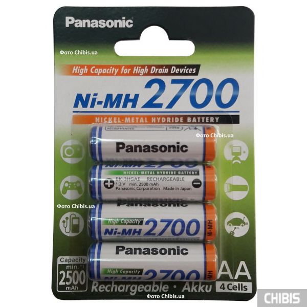 Аккумуляторы АА 2700 mAh Panasonic High Capacity 4 шт