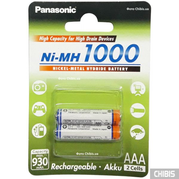 Аккумуляторы ААА Panasonic High Capacity 1000 mAh NI-MH 2/2 шт.