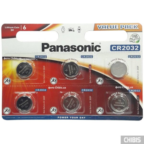 Батарейка CR2032 Panasonic 3 V Литиевая 6/6 шт