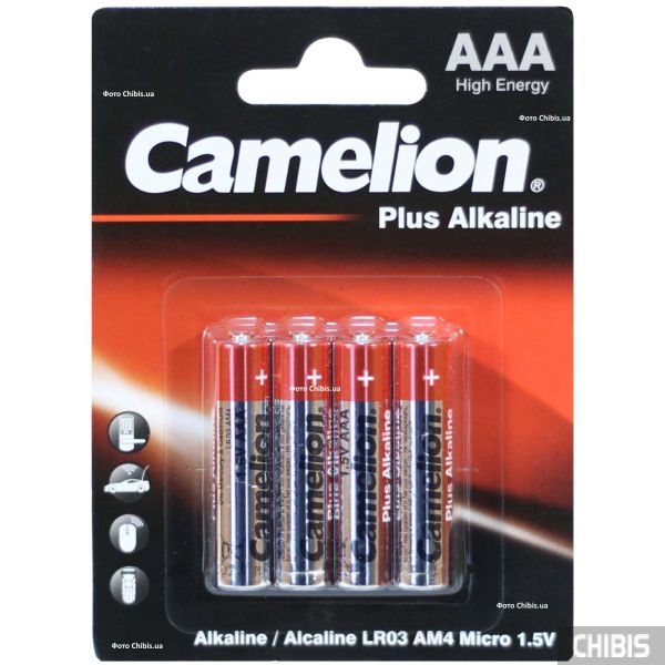 Батарейка AAA LR03 Camelion Plus Alkaline 1.5V блистер 1/4 шт.