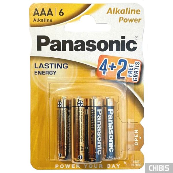 Батарейка Panasonic Alkaline Power LR03 1.5V блистер 6 шт. LR03REB/6B2F