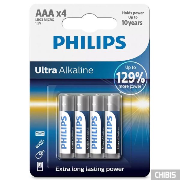 Батарейка Philips Ultra Alkaline LR03 4 шт LR03E4B/10