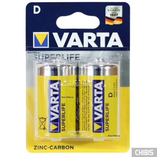 Батарейки R20 Varta Superlife 2 шт блистер