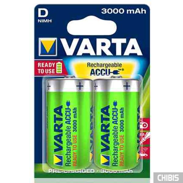Аккумуляторные батарейки D Varta 3000 mAh Power R2U HR20 2 шт
