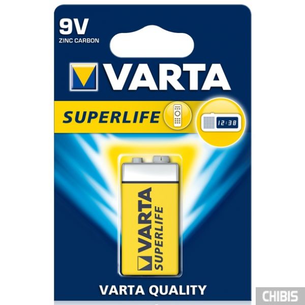 Батарейка Крона Varta Superlife 6F22 9V Цинково-угольная пленка 1шт.