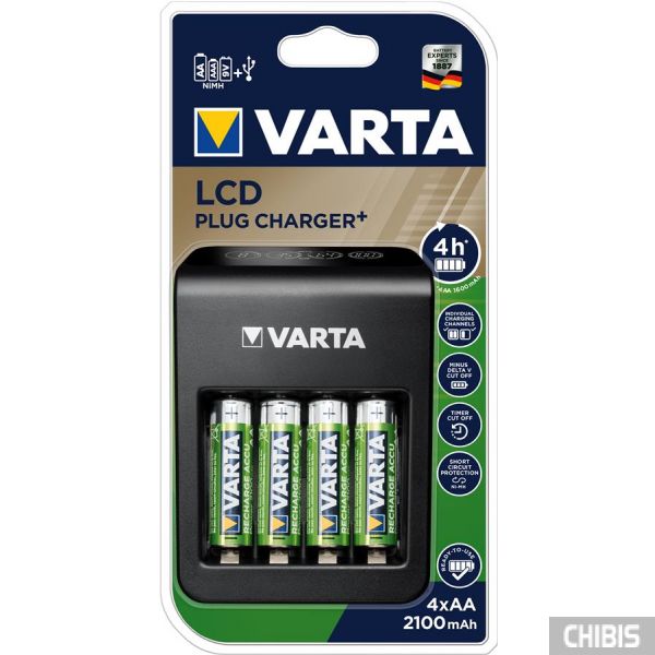 Зарядное устройство Varta LCD PLUG CHARGER + 4 AA 2100 mAh 57687101441
