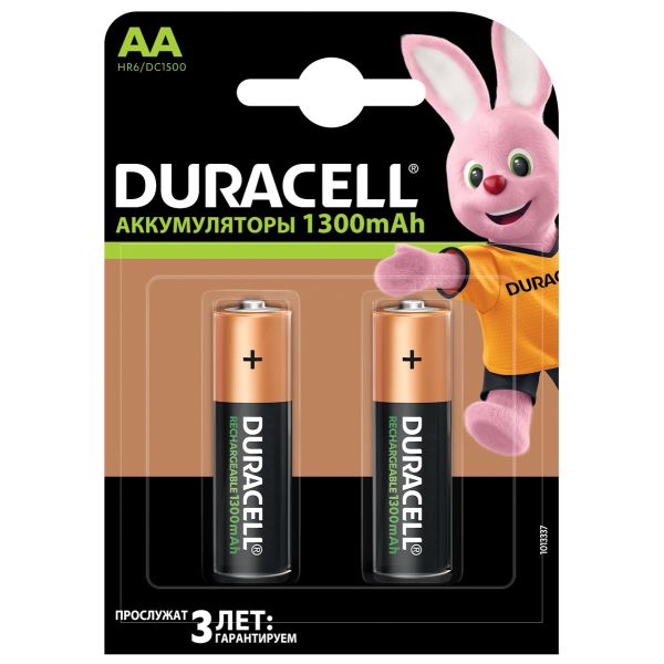 Аккумуляторные батарейки АА Duracell 1300 mAh R6, Ni-Mh, 1.2V 2 шт. 5007321