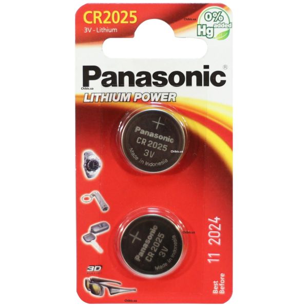 Батарейка CR2025 Panasonic 3V Литиевая 2/2 шт.