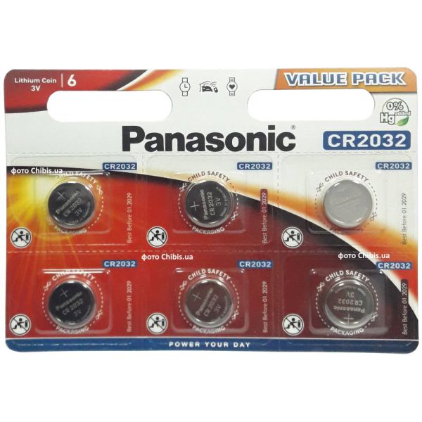 Батарейка CR2032 Panasonic 3 V Литиевая 6/6 шт